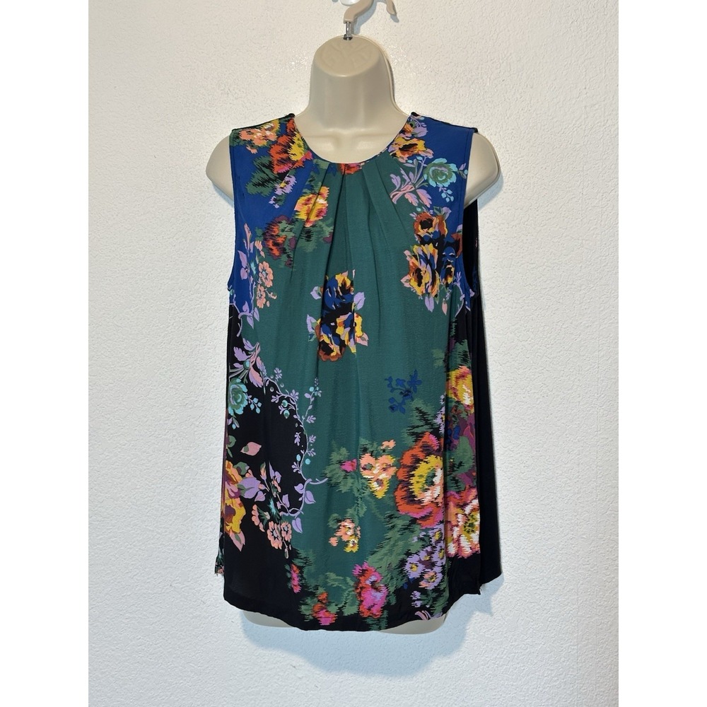 Anthropologie Vanessa Virginia Sleeveless‎ Blouse Floral M Boho Eclectic Artsy